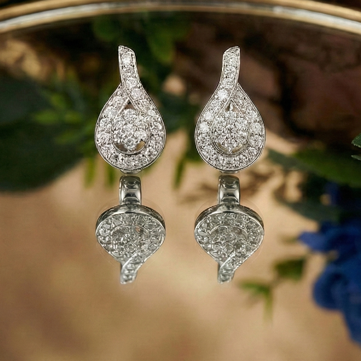 Pave CZ Twisted Teardrop Studs | 925 Sterling Silver
