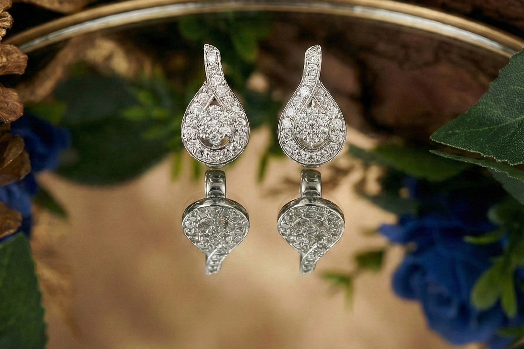 Pave CZ Twisted Teardrop Studs | 925 Sterling Silver