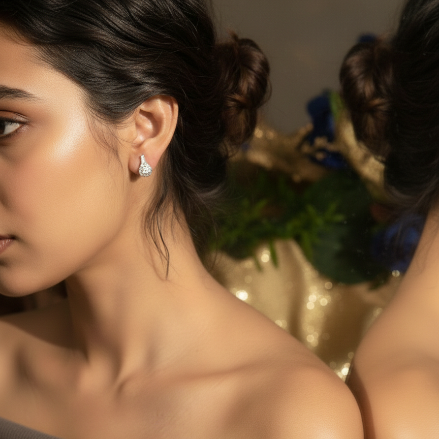 Pave CZ Twisted Teardrop Studs | 925 Sterling Silver