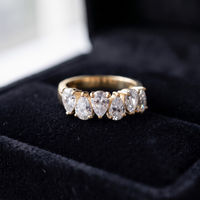 Alternating Pear Cut Half Eternity Band in 925 Sterling Silver