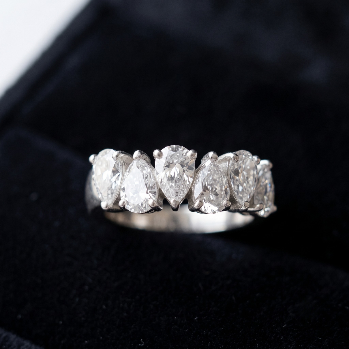 Alternating Pear Cut Half Eternity Band in 925 Sterling Silver