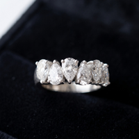 Alternating Pear Cut Half Eternity Band in 925 Sterling Silver