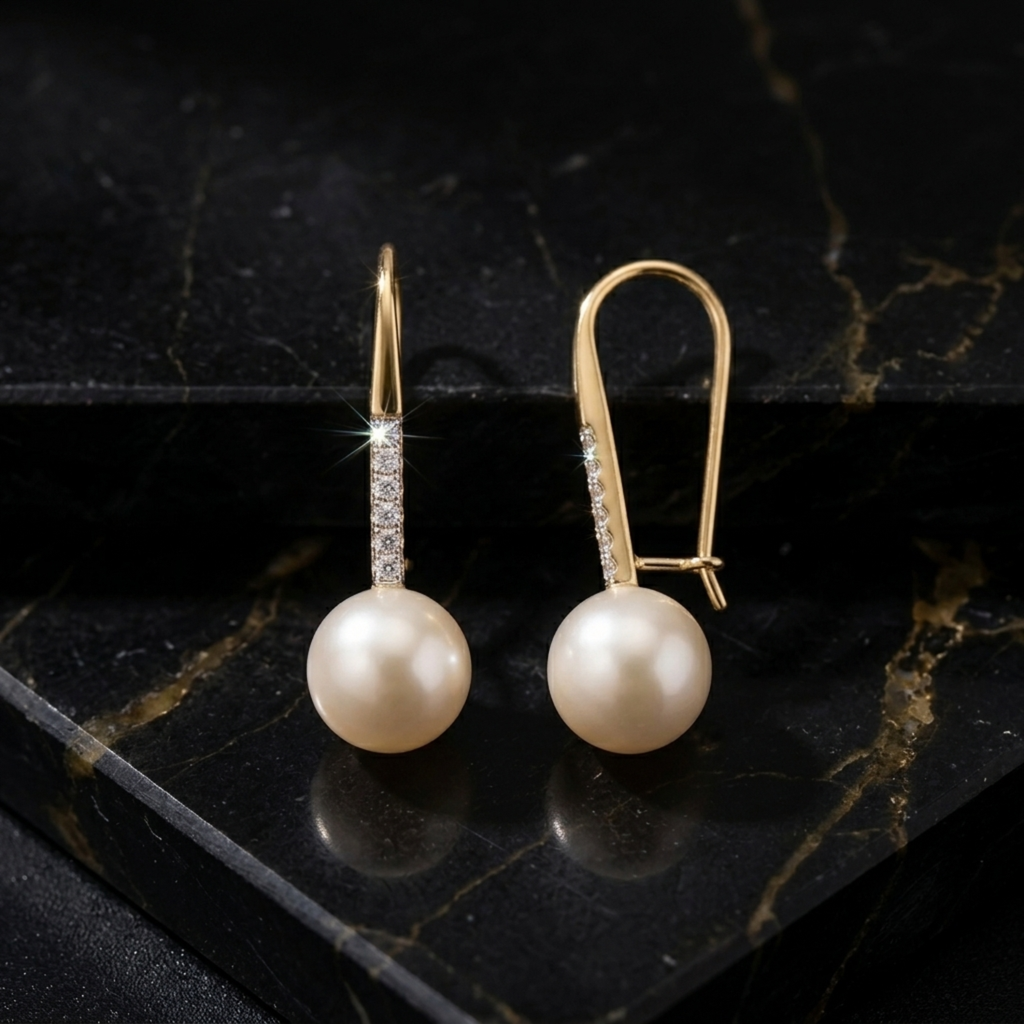 Lumina Pearl Linear Drop Earrings - 925 Sterling Silver