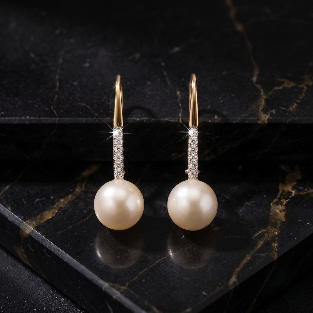 Lumina Pearl Linear Drop Earrings - 925 Sterling Silver
