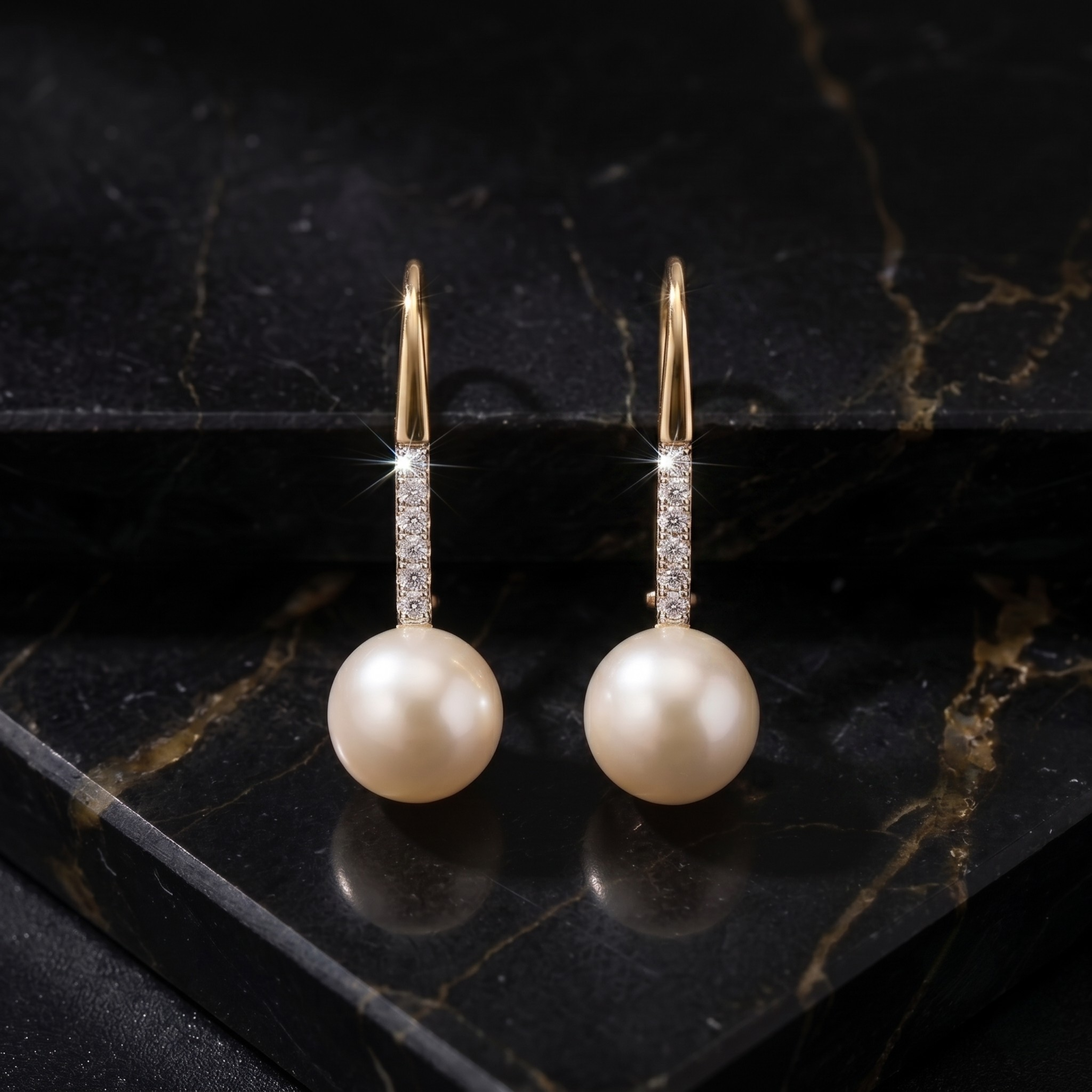 Lumina Pearl Linear Drop Earrings - 925 Sterling Silver