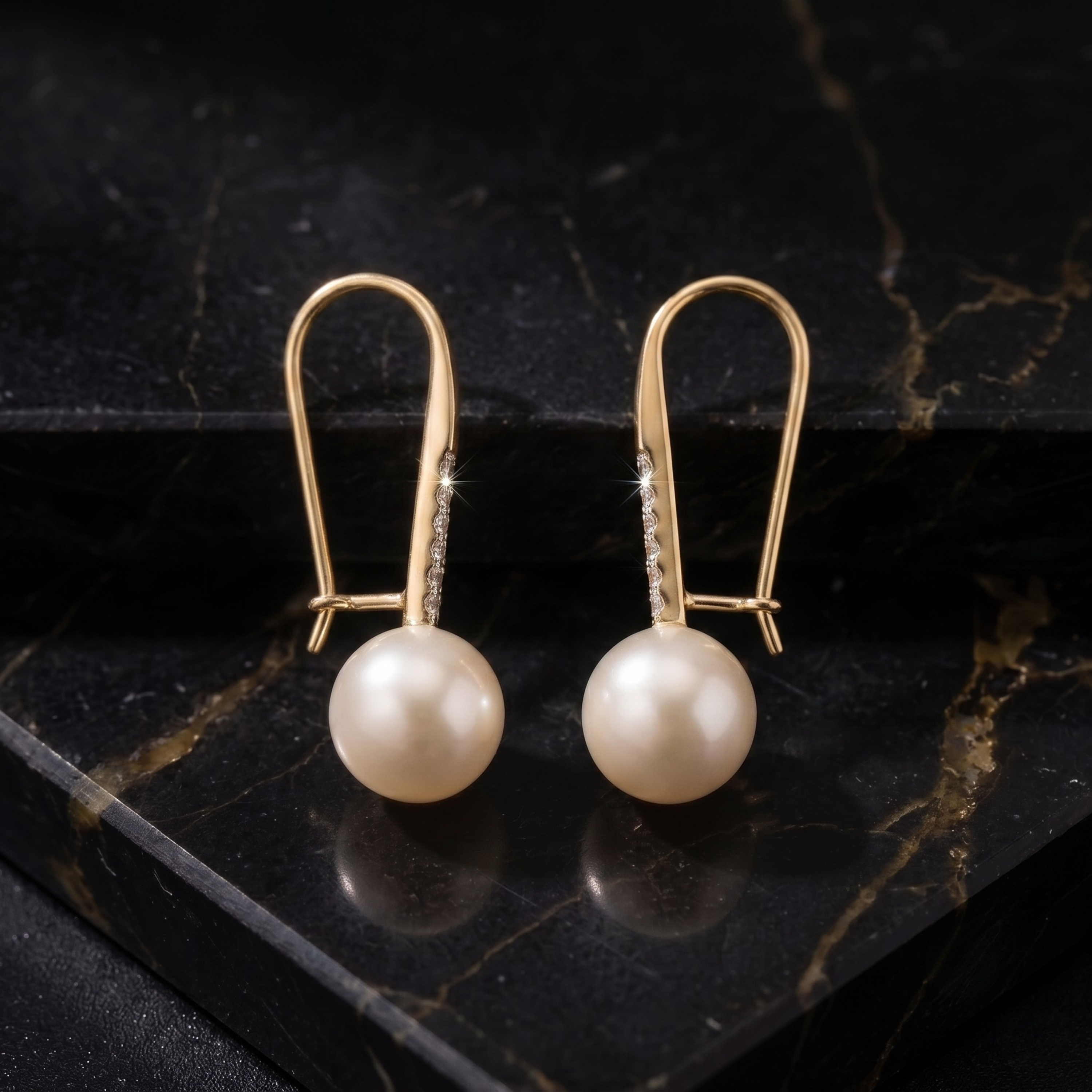 Lumina Pearl Linear Drop Earrings - 925 Sterling Silver