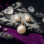 Pearl Halo Pendant Set in 925 Sterling Silver