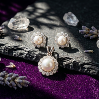 Pearl Halo Pendant Set in 925 Sterling Silver