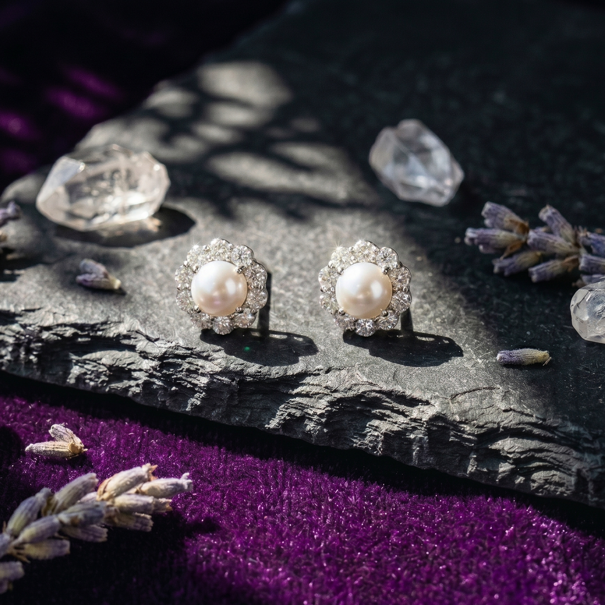Pearl Halo Pendant Set in 925 Sterling Silver