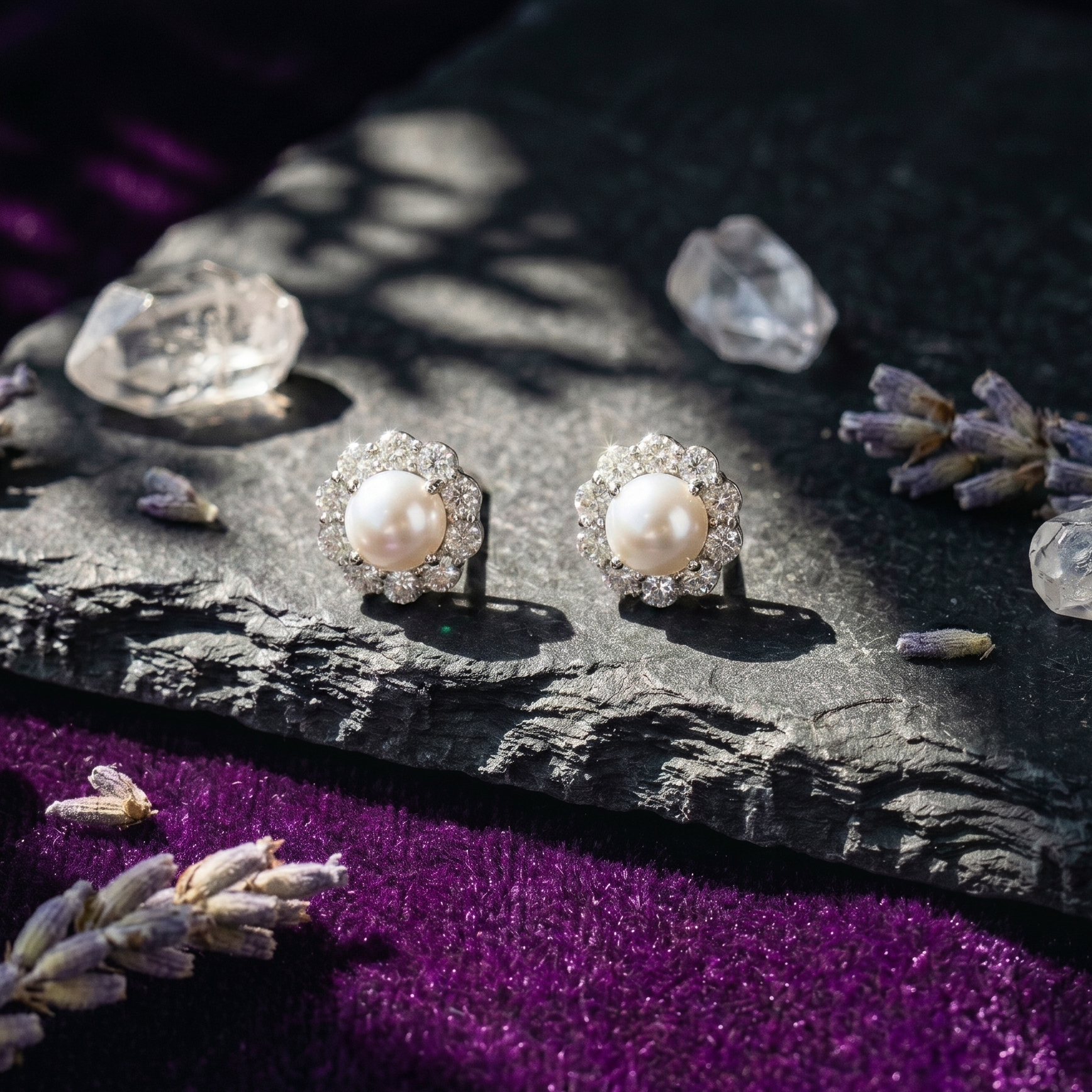 Pearl Halo Pendant Set in 925 Sterling Silver