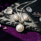Pearl Halo Pendant Set in 925 Sterling Silver