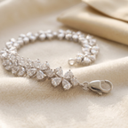 Petal Cluster Tennis Bracelet in 925 Sterling Silver