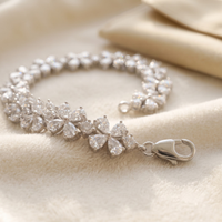Petal Cluster Tennis Bracelet in 925 Sterling Silver