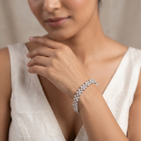 Petal Cluster Tennis Bracelet in 925 Sterling Silver