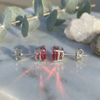Brilliant Pink Tourmaline Solitaire Studs – 925 Sterling Silver