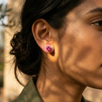 Brilliant Pink Tourmaline Solitaire Studs – 925 Sterling Silver