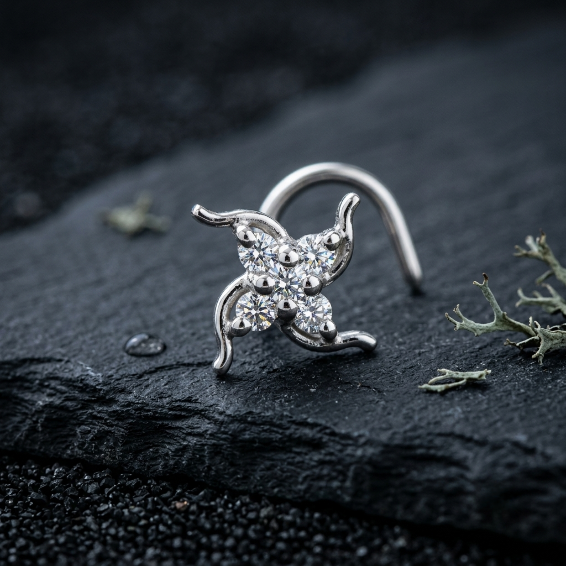 Swirling Pinwheel Nose Pin in 925 Sterling Silver