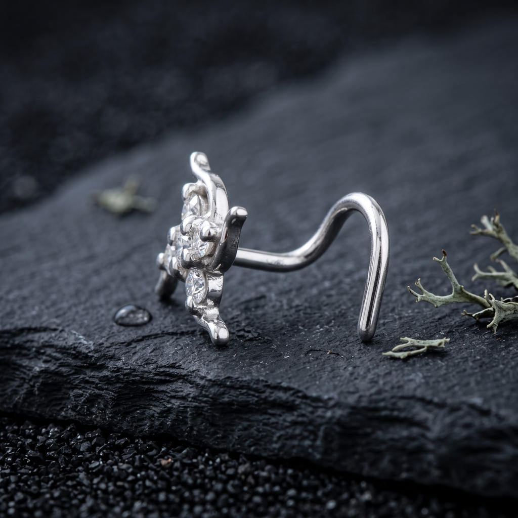 Swirling Pinwheel Nose Pin in 925 Sterling Silver