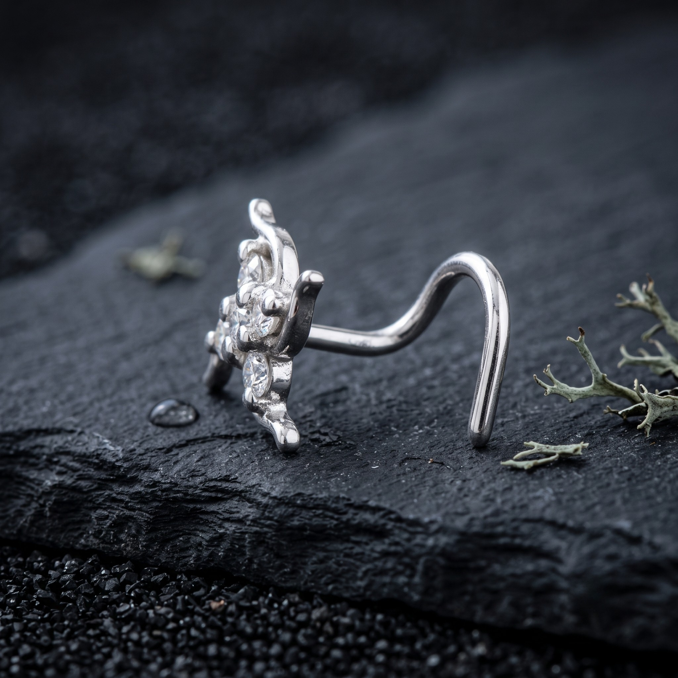 Swirling Pinwheel Nose Pin in 925 Sterling Silver