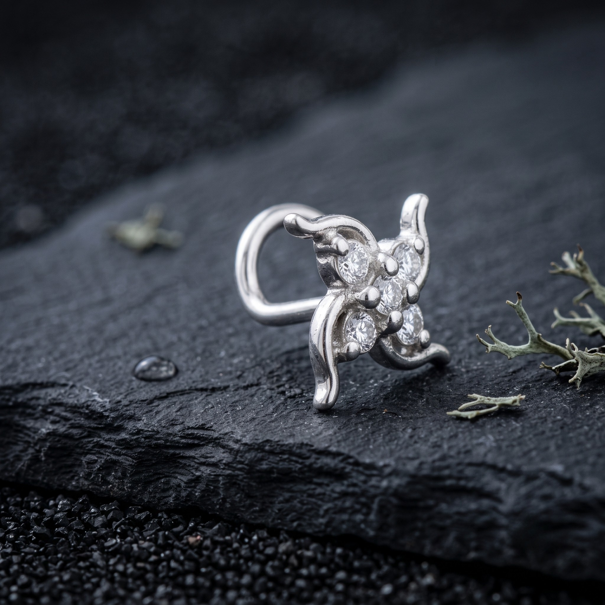 Swirling Pinwheel Nose Pin in 925 Sterling Silver