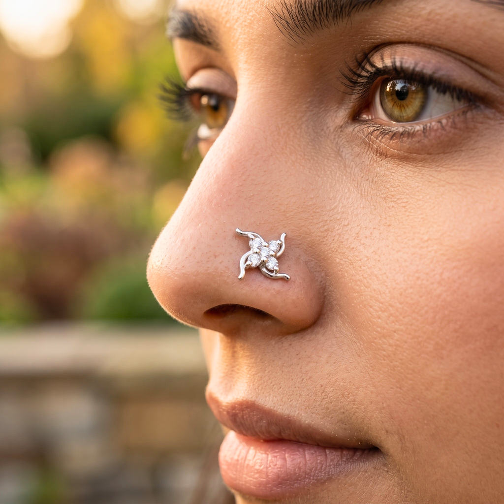 Swirling Pinwheel Nose Pin in 925 Sterling Silver