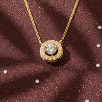 Round Solitaire Halo CZ Pendant | 925 Sterling Silver