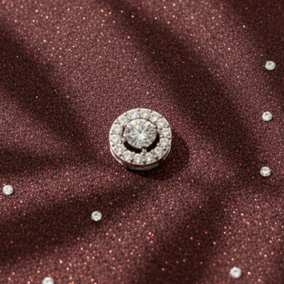 Round Solitaire Halo CZ Pendant | 925 Sterling Silver