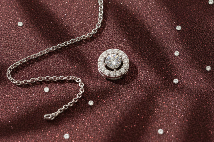 Round Solitaire Halo CZ Pendant | 925 Sterling Silver