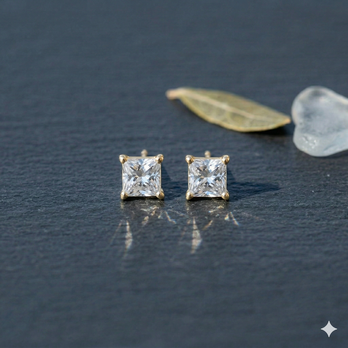 Modern Princess-Cut Solitaire Studs - 925 Sterling Silver