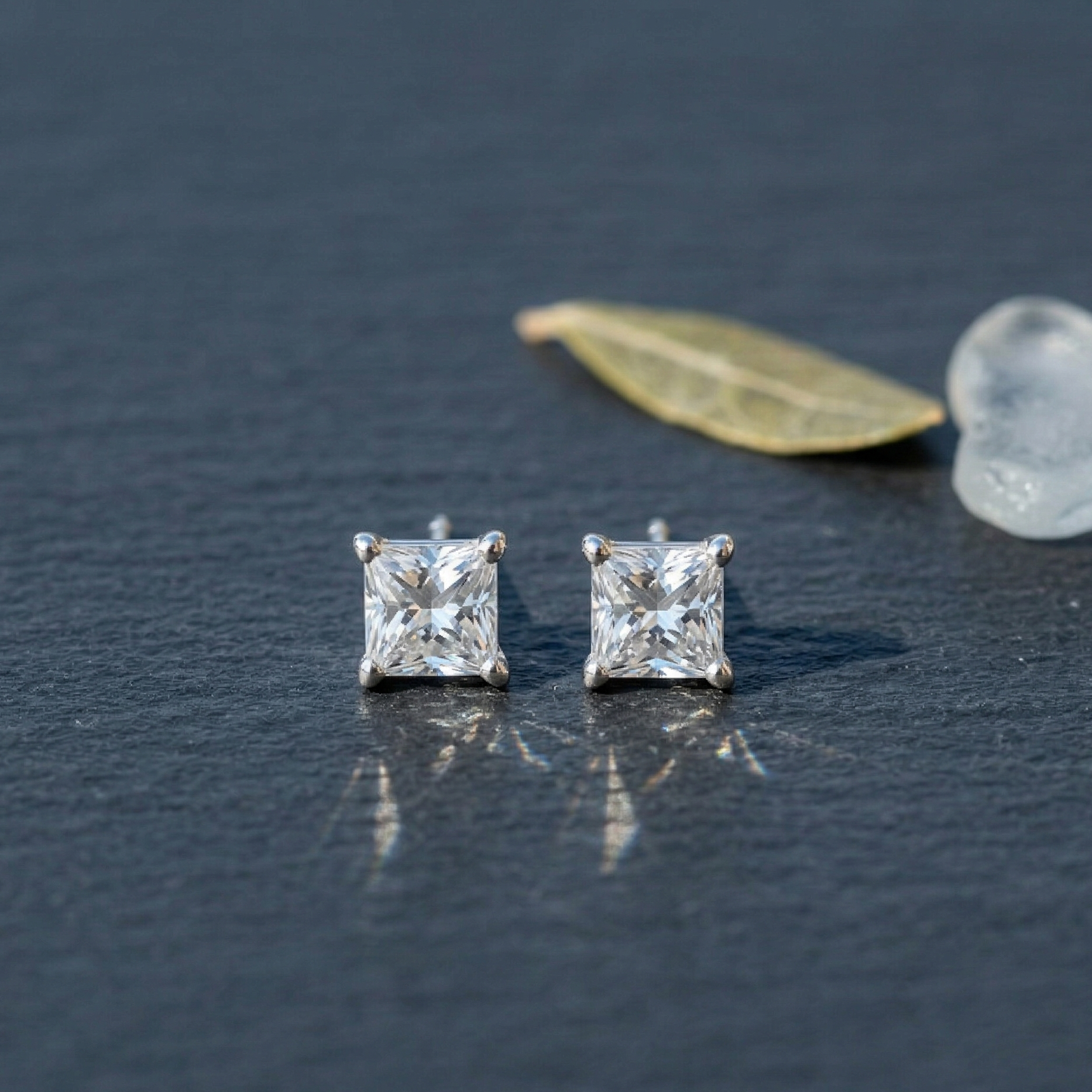 Modern Princess-Cut Solitaire Studs - 925 Sterling Silver