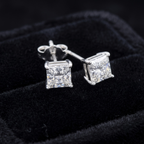 Princess Cut CZ Solitaire Studs | 925 Sterling Silver