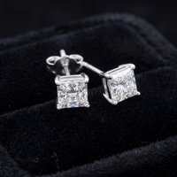 Princess Cut CZ Solitaire Studs | 925 Sterling Silver
