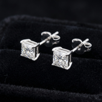 Princess Cut CZ Solitaire Studs | 925 Sterling Silver