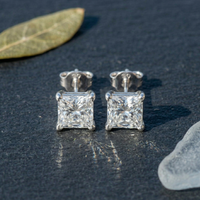 Modern Princess-Cut Solitaire Studs - 925 Sterling Silver