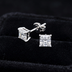Princess Cut CZ Solitaire Studs | 925 Sterling Silver