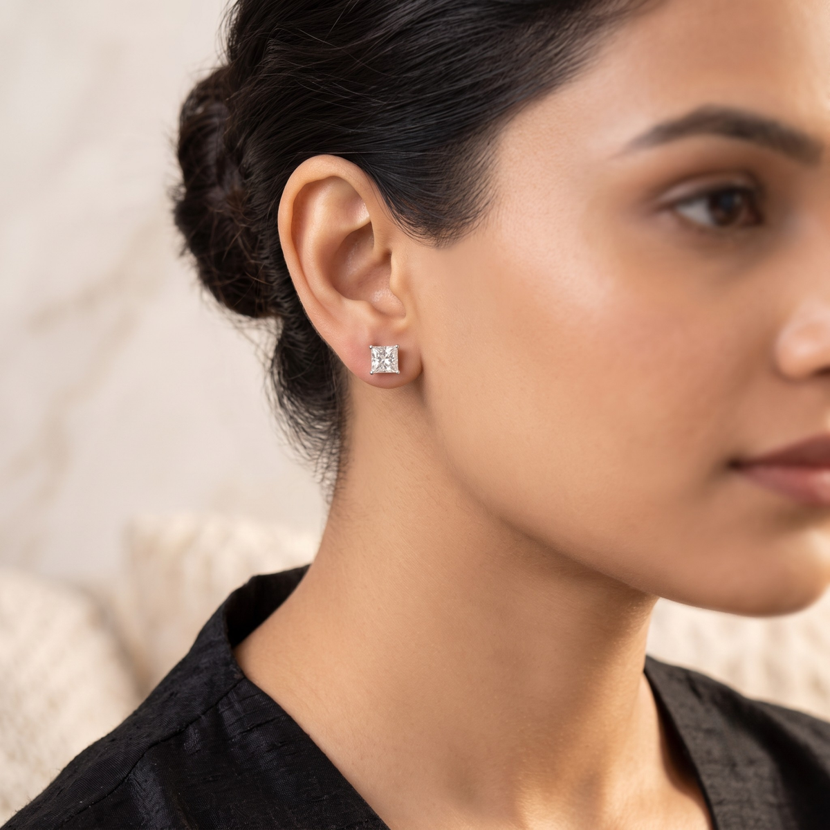 Princess Cut CZ Solitaire Studs | 925 Sterling Silver