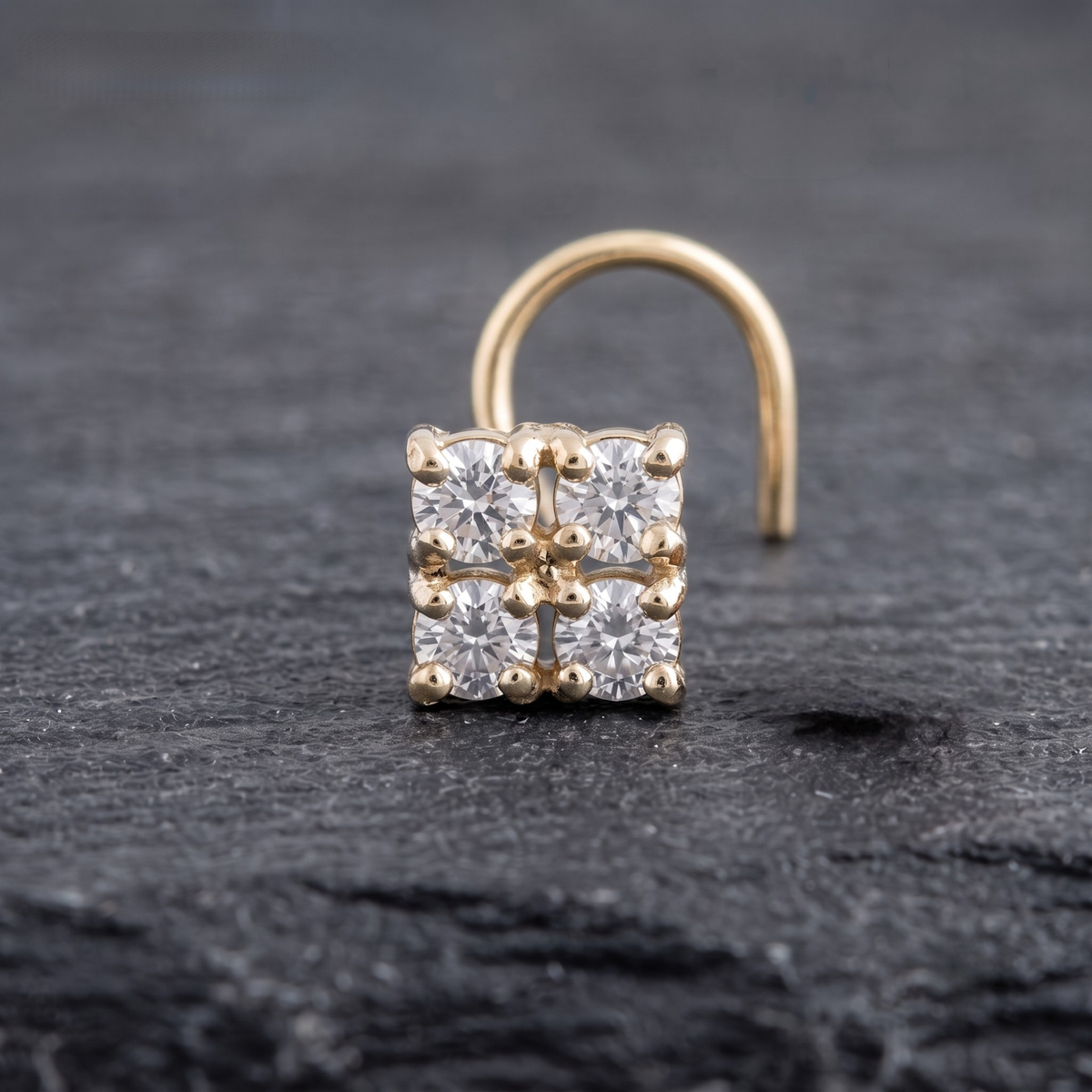 Quad Cluster Nose Pin in 925 Sterling Silver