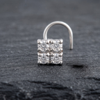 Quad Cluster Nose Pin in 925 Sterling Silver