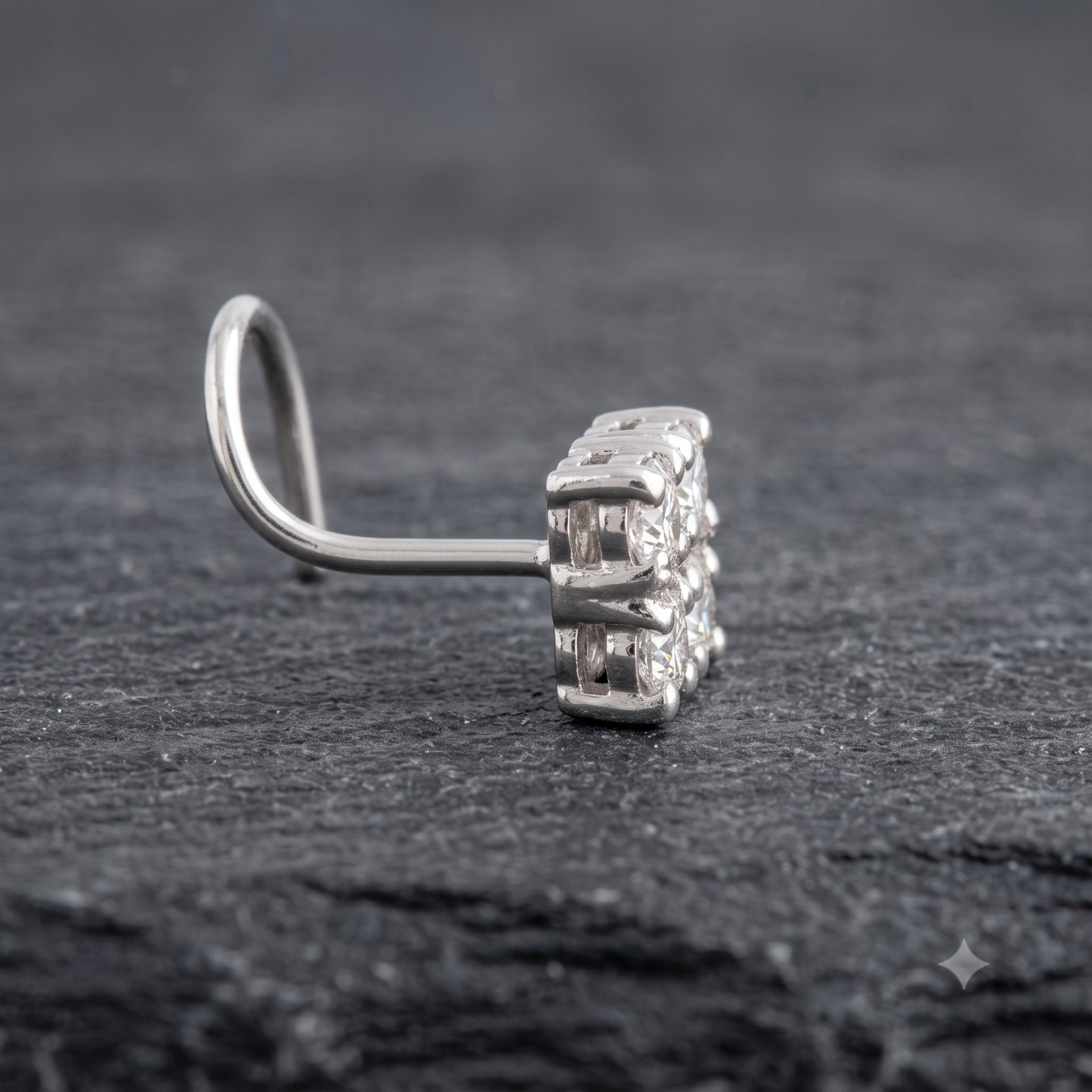 Quad Cluster Nose Pin in 925 Sterling Silver