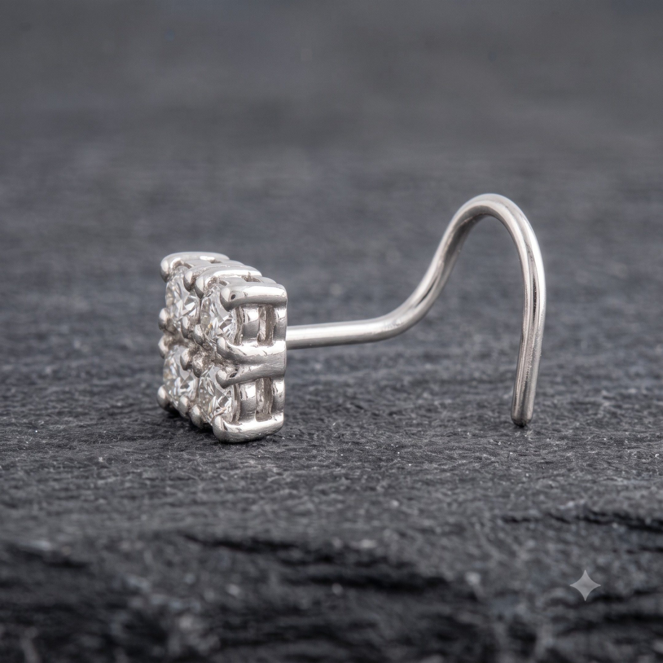 Quad Cluster Nose Pin in 925 Sterling Silver