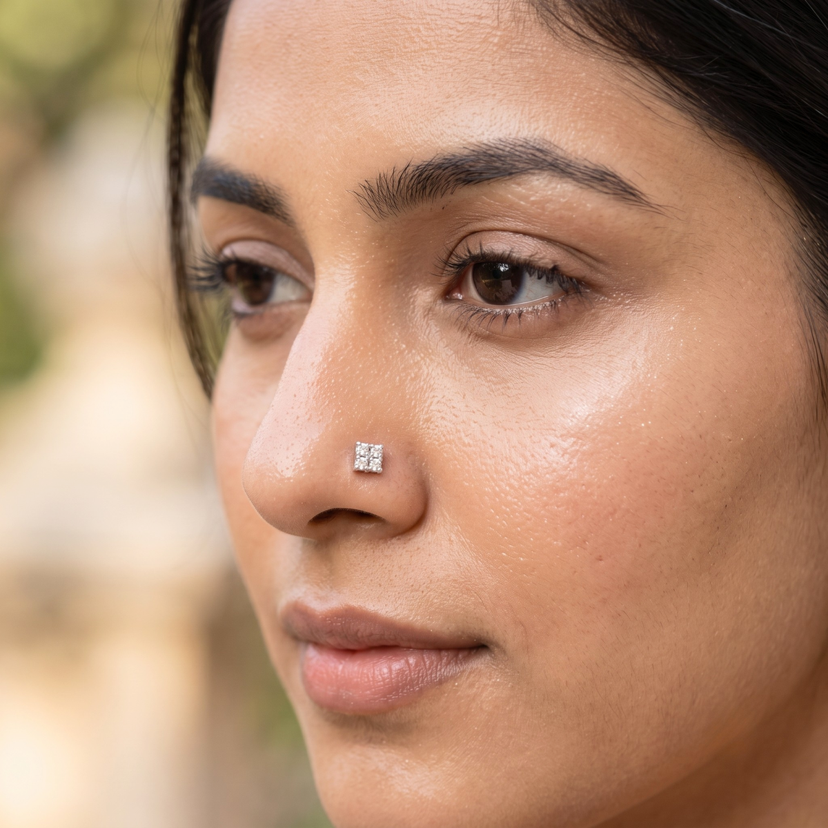 Quad Cluster Nose Pin in 925 Sterling Silver