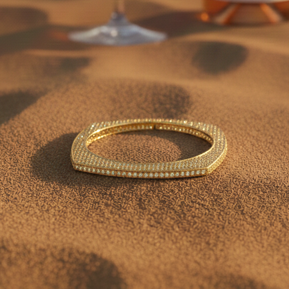 Quadrant Luxe Soft-Square Bangle in 925 Sterling Silver