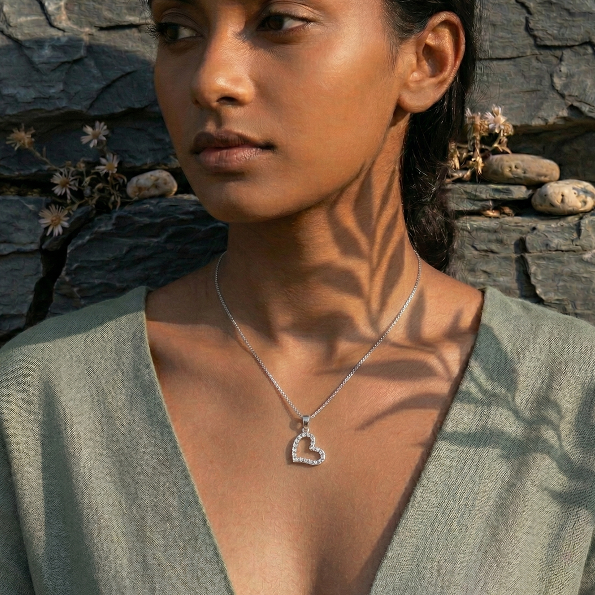 Radiant Heart Silhouette Pendant | 925 Sterling Silver