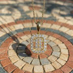 Rectangular Halo Cluster Pendant | 925 Sterling Silver
