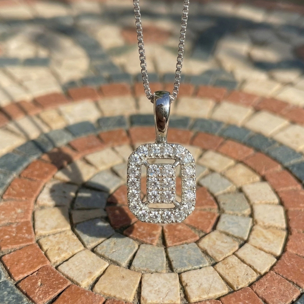 Rectangular Halo Cluster Pendant | 925 Sterling Silver