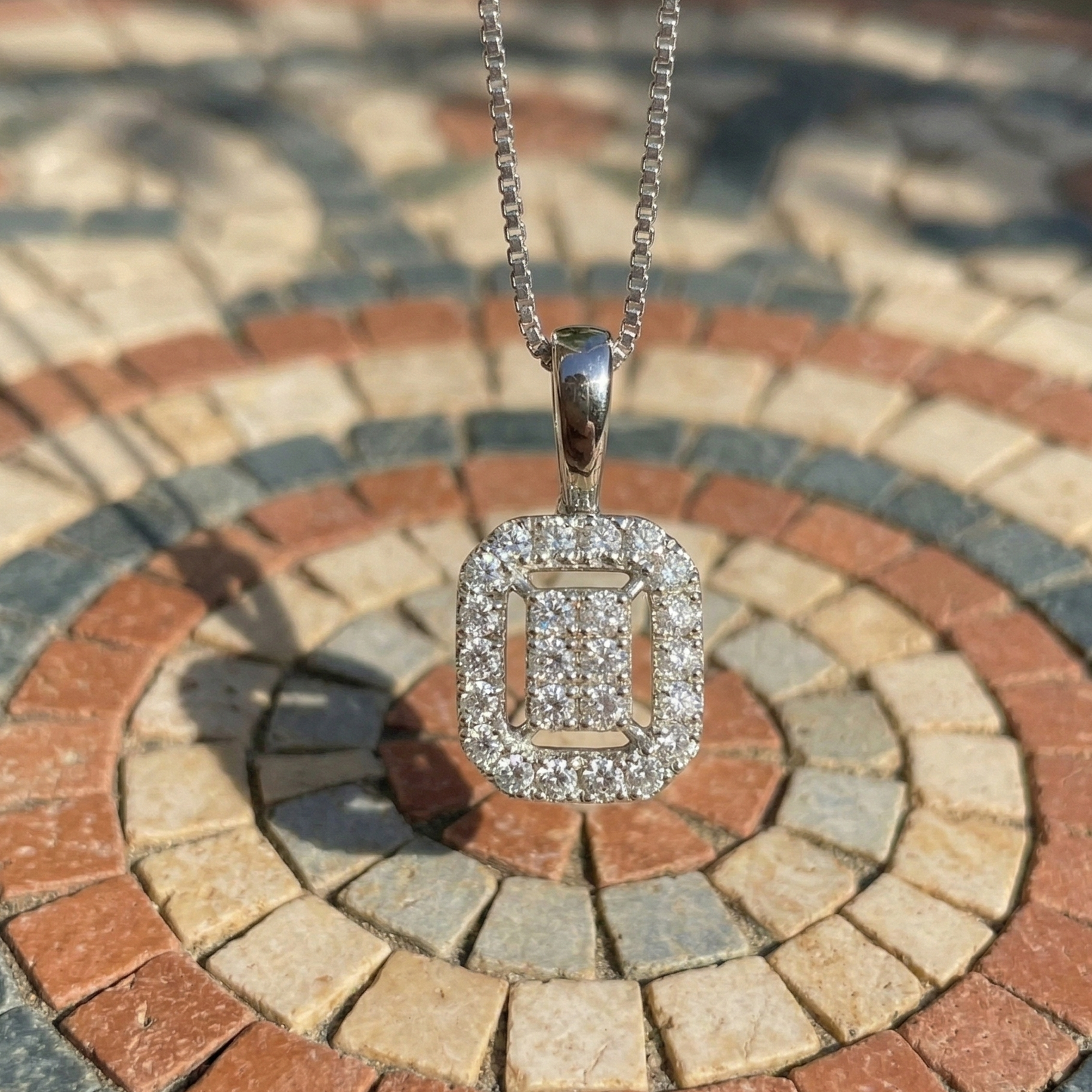 Rectangular Halo Cluster Pendant | 925 Sterling Silver