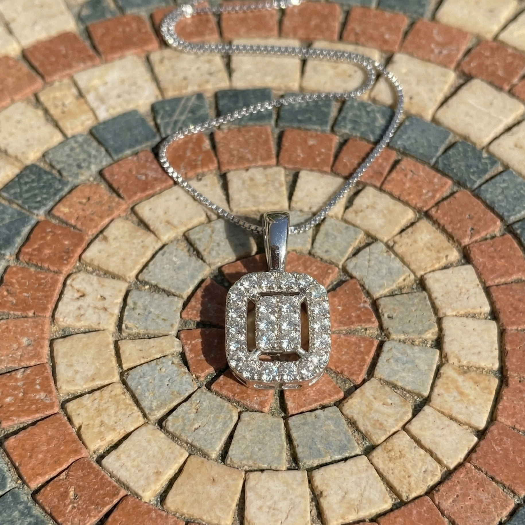 Rectangular Halo Cluster Pendant | 925 Sterling Silver