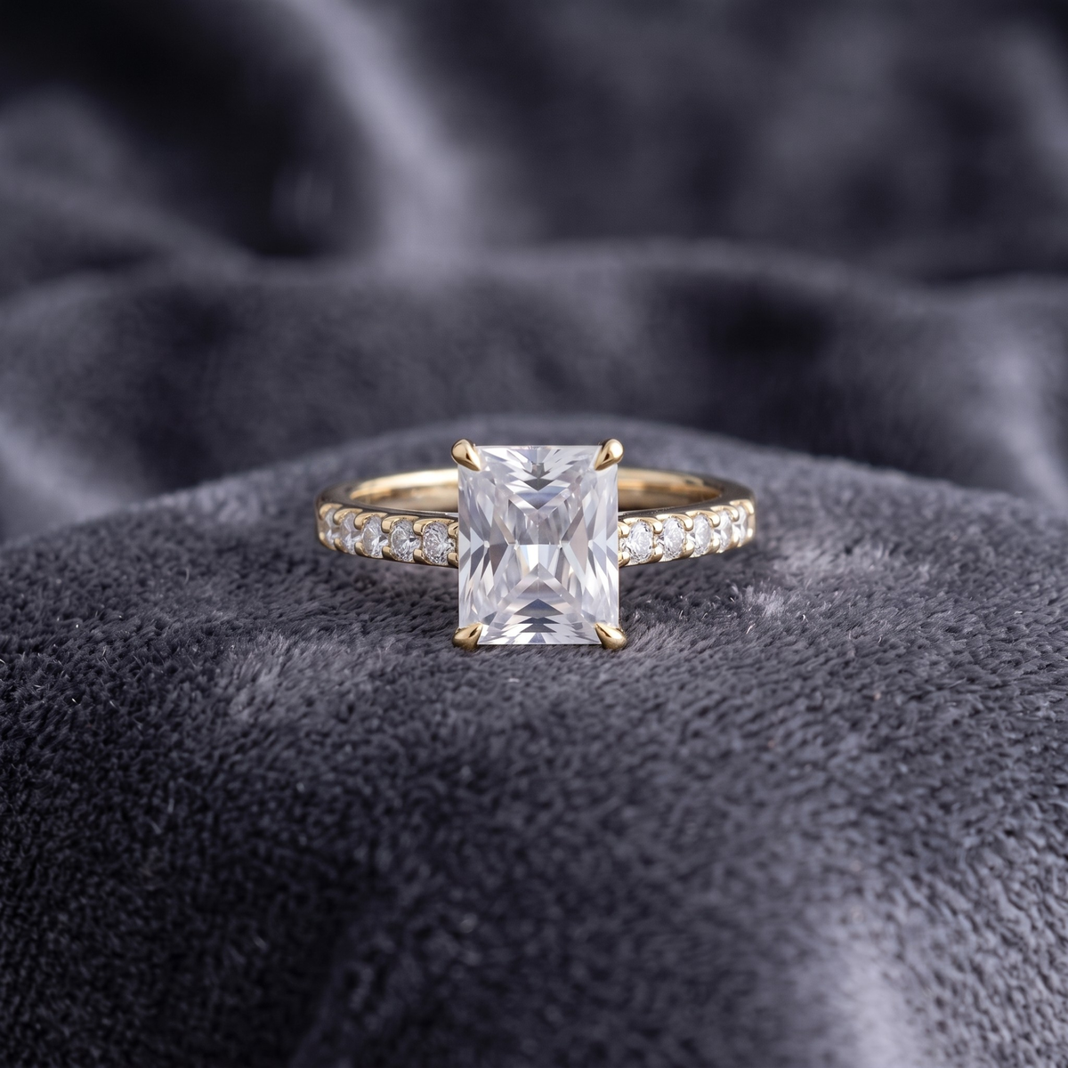 Classic Rectangular Solitaire Statement Ring in 925 Sterling Silver