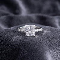 Classic Rectangular Solitaire Statement Ring in 925 Sterling Silver
