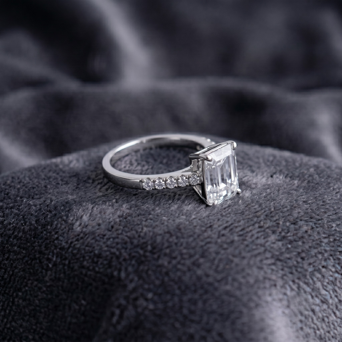 Classic Rectangular Solitaire Statement Ring in 925 Sterling Silver